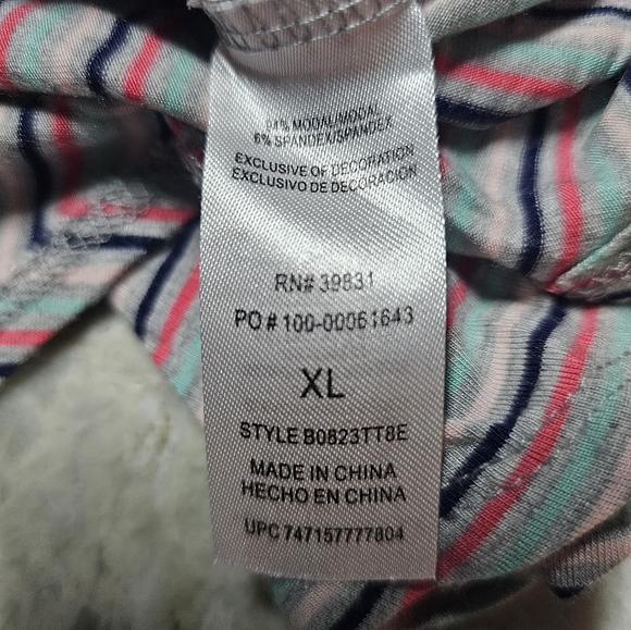 Democracy Tie Front Button Top Women’s XL Multicolor Striped V-Neck Blouse - Picture 7 of 9